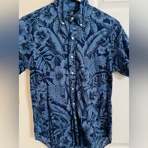 Ralph Lauren Classic Fit Mens S  Blue Floral Short Sleeve Button Up Shirt